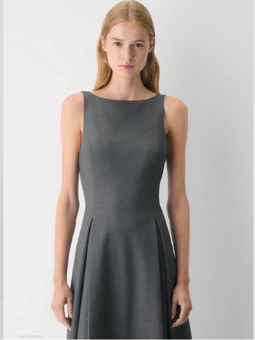 Babaton Gardenia Heather Charcoal Sleeveless Boatneck Midi Dress 10 - Picture 5 of 15
